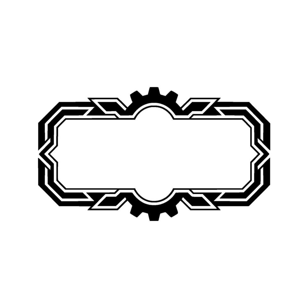 Black White Geometric Gear Frame Element Illustration vector