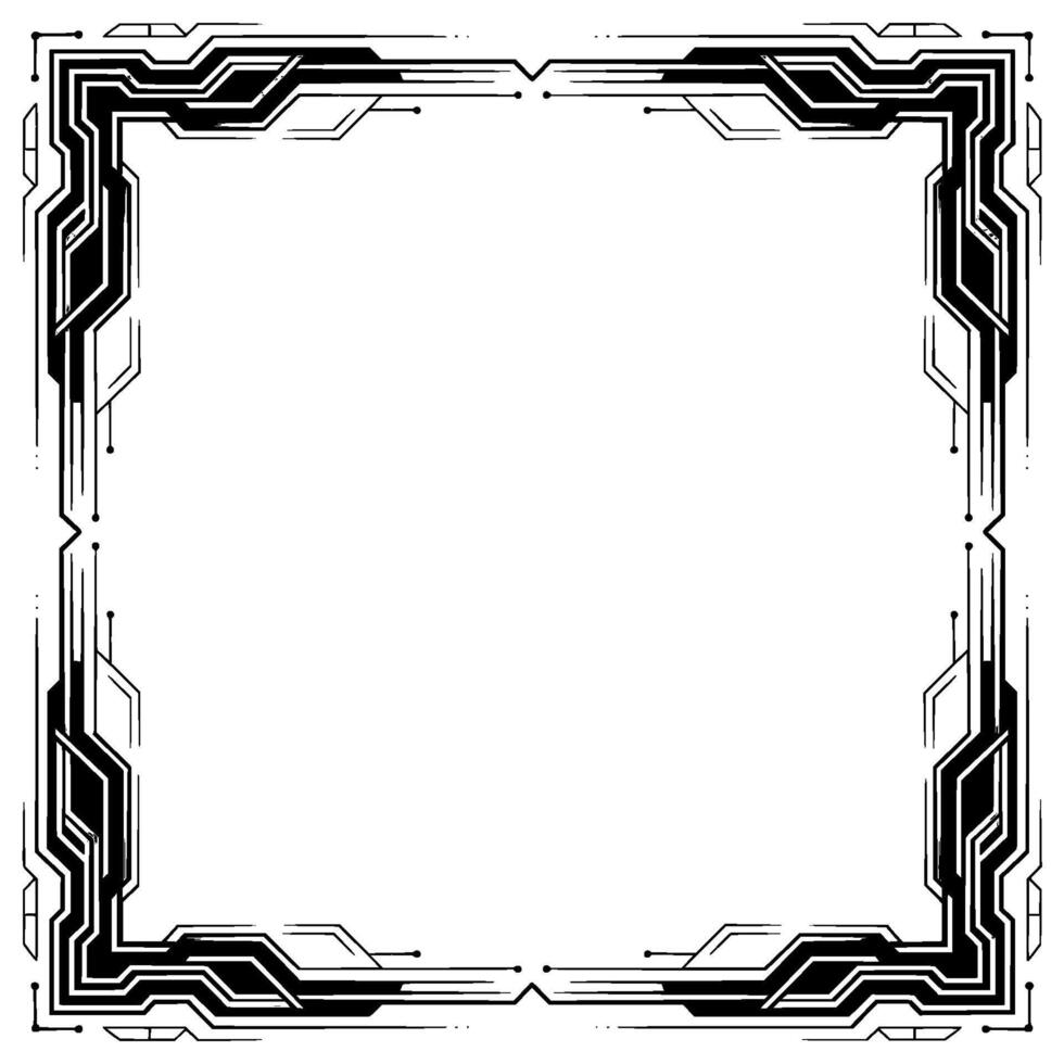 Tech Frame Futuristic Border, Black And White, Abstract vector