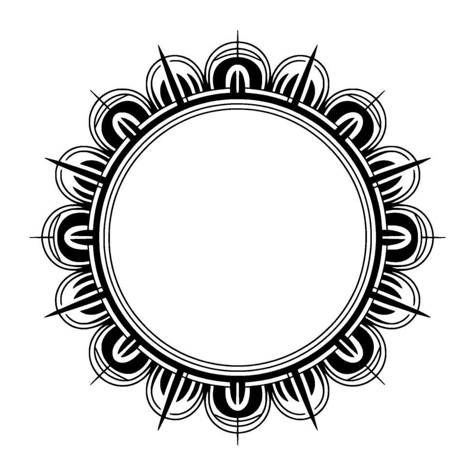 Art Deco Circle Frame Elegant Black White For Invitations Logos vector