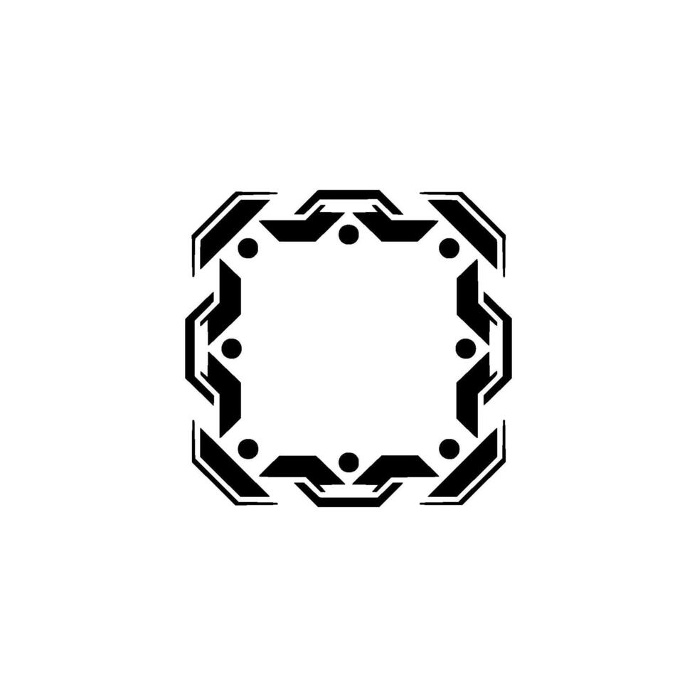 Geometric Tech Frame Abstract Black And White Element vector