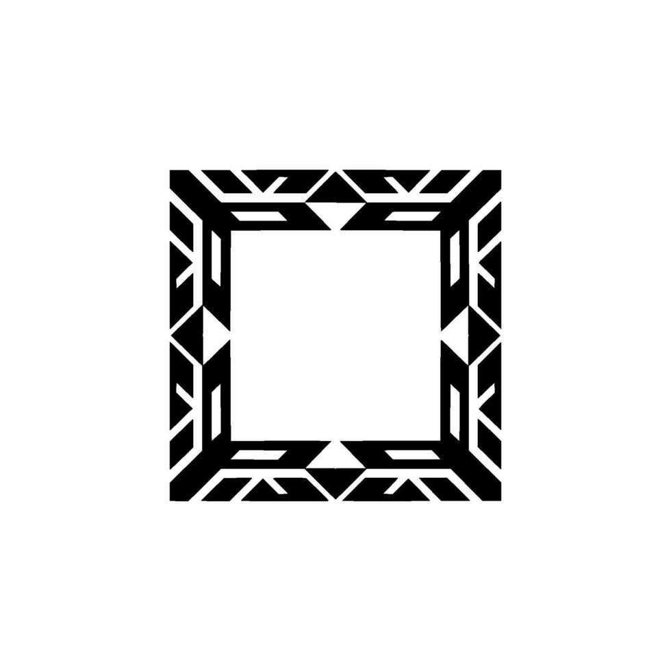 Geometric Frame With Aztec Pattern, Modern Black And White vector