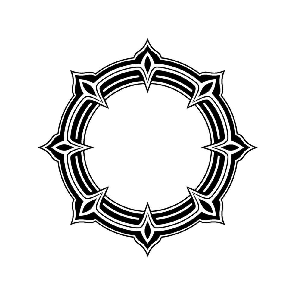 Elegant Geometric Black And White Circular Frame, Decorative Border vector
