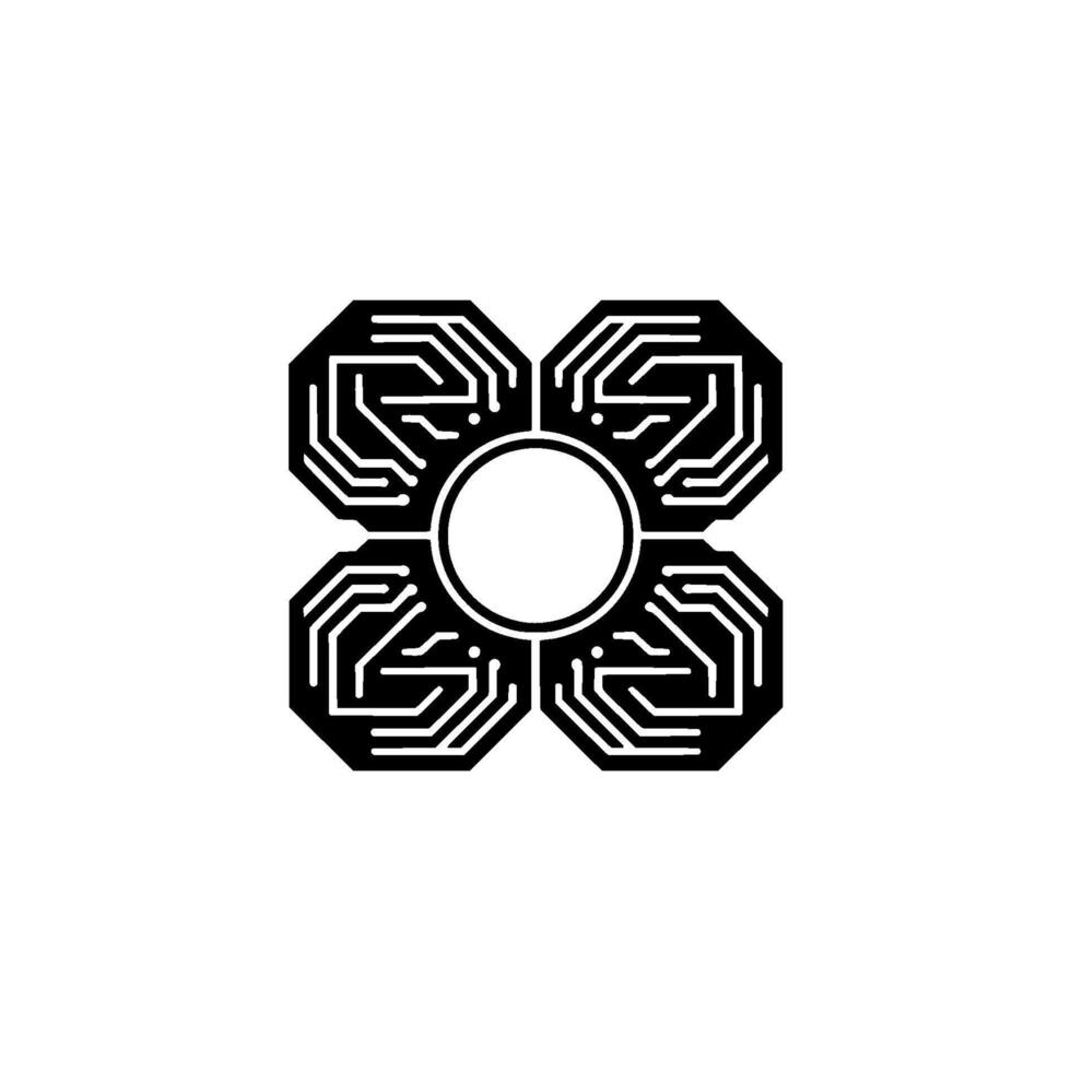 Circuit Board Flower On White Background vector