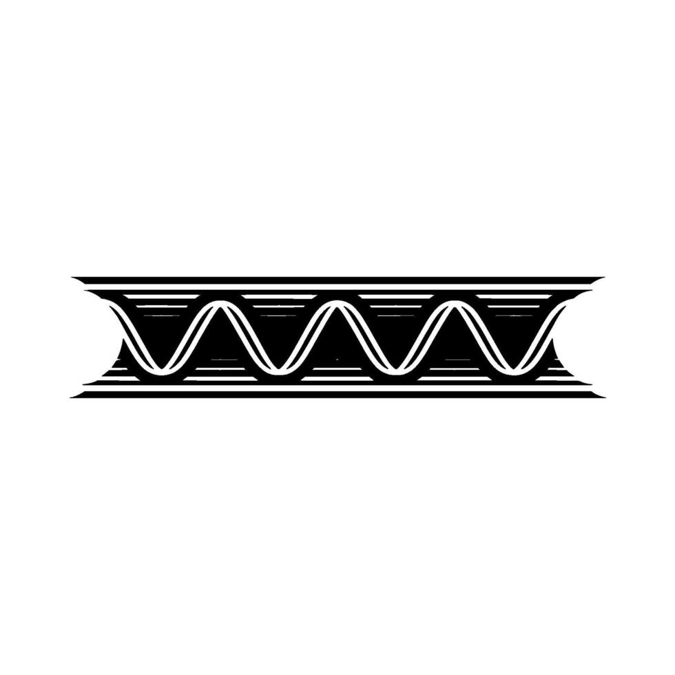 Art Deco Black And White Ornament, Wave Pattern, Isolated vector