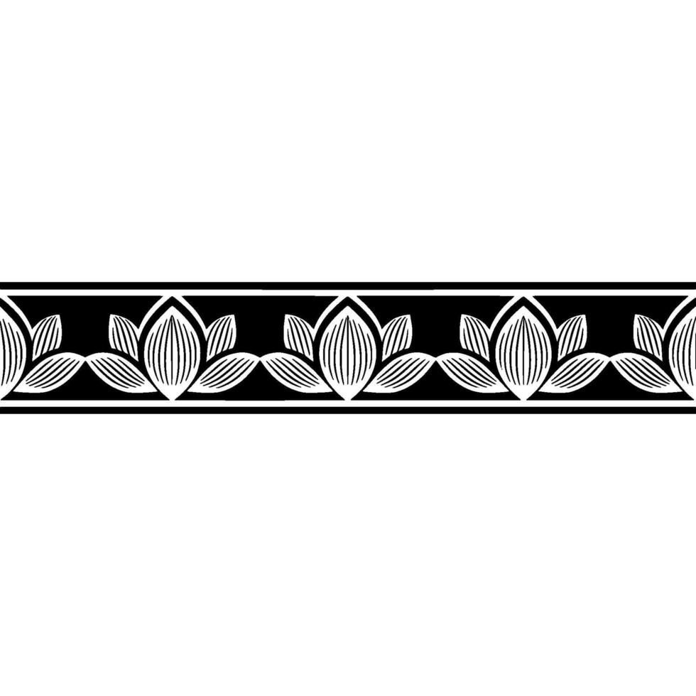 Elegant Floral Border In Monochrome With Grayscale Background vector