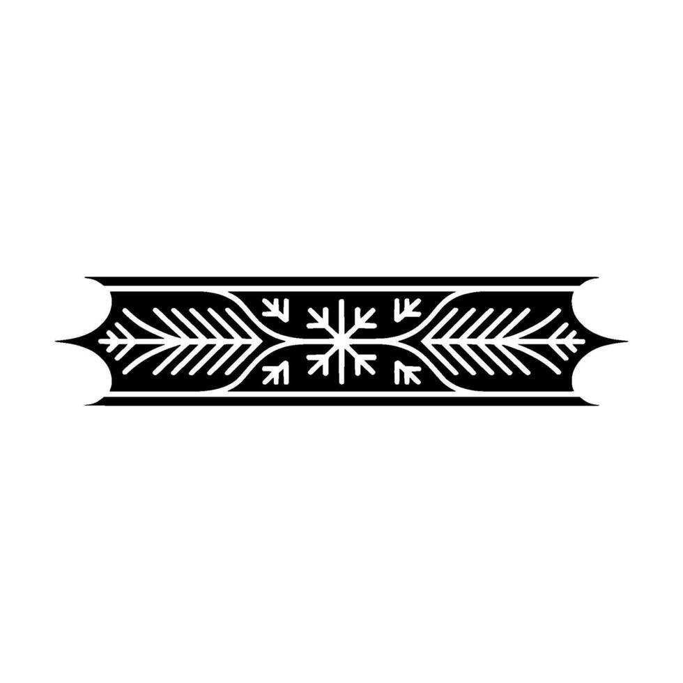 Minimalist Winter Snowflake Ornament, Black And White Border vector