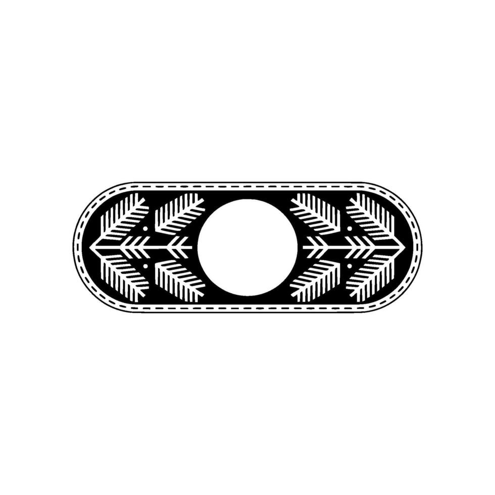 Minimalist Leaf Oval, Black And White, Geometric Pattern vector