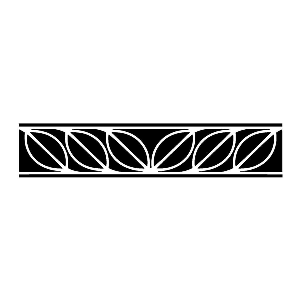 Geometric Leaf Border Pattern In Black, White Gray On White Background vector