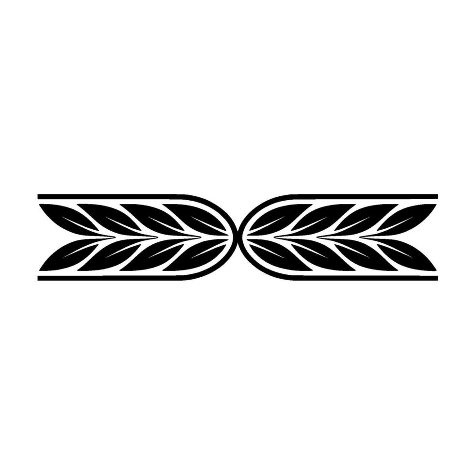 Minimalist Leafy Border Element, Black On White, Decorative vector