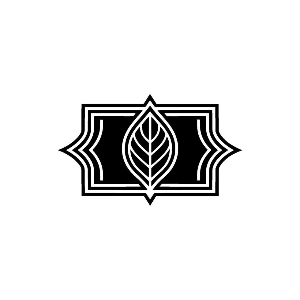 Minimalist Black White Leaf Emblem Elegant, Natureinspired vector