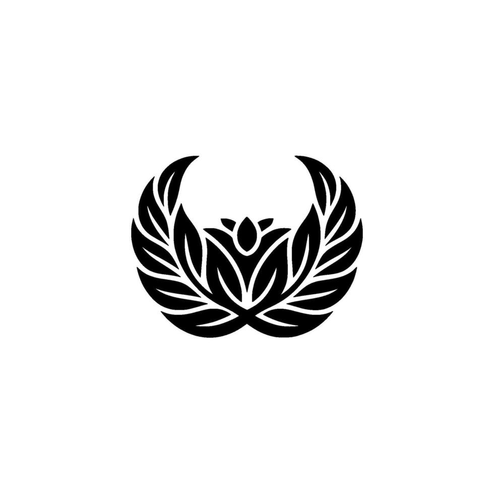 Elegant Black Leaf Emblem On White Nature Inspired vector