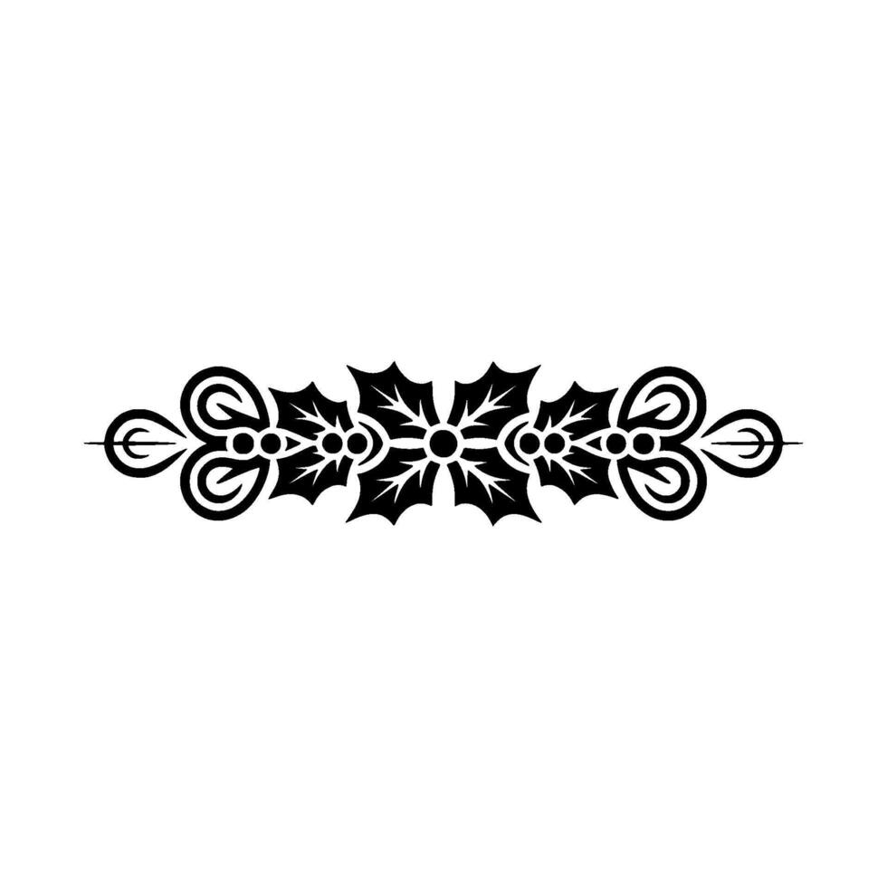 Elegant Holly Border Black Red Ornament On White vector