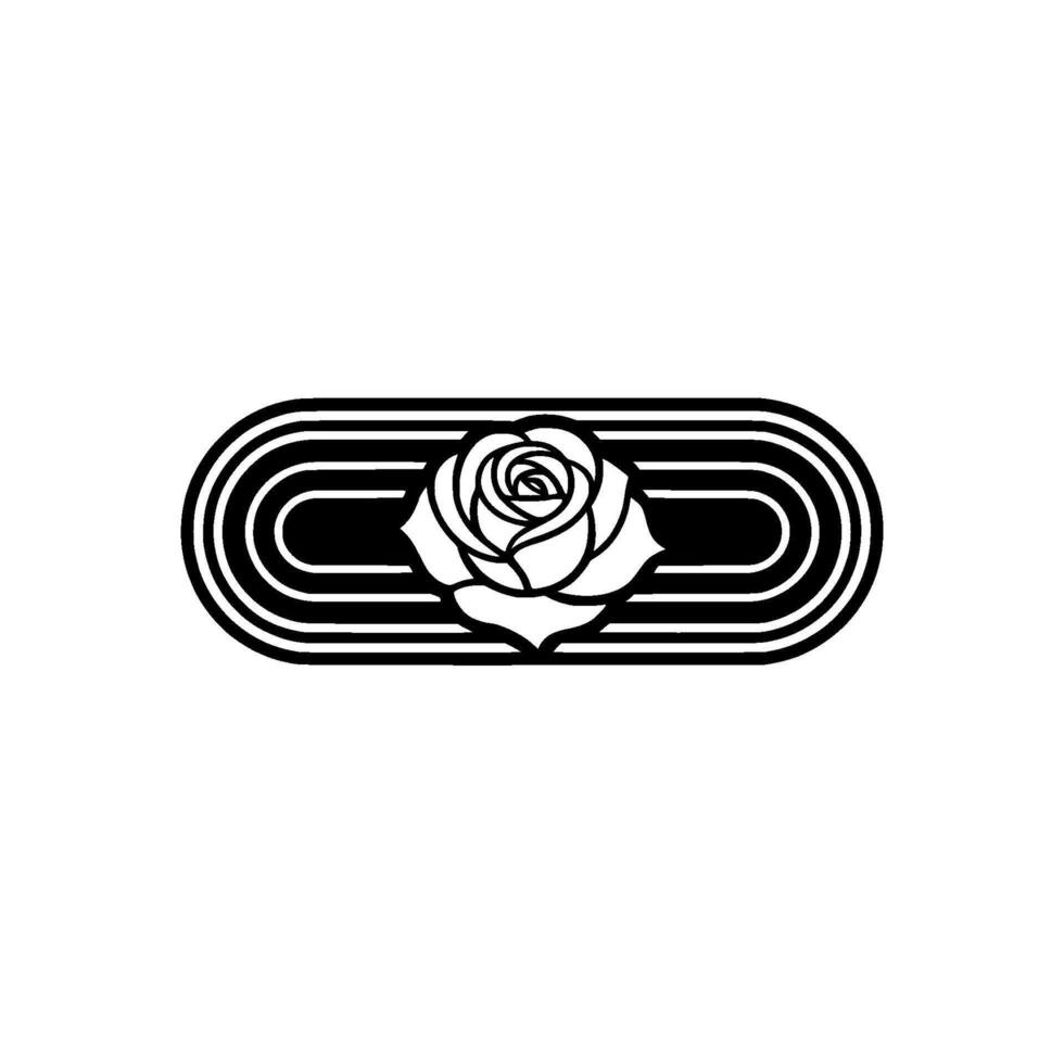 Minimalist Rose Emblem In Geometric Black And White, Clean vector