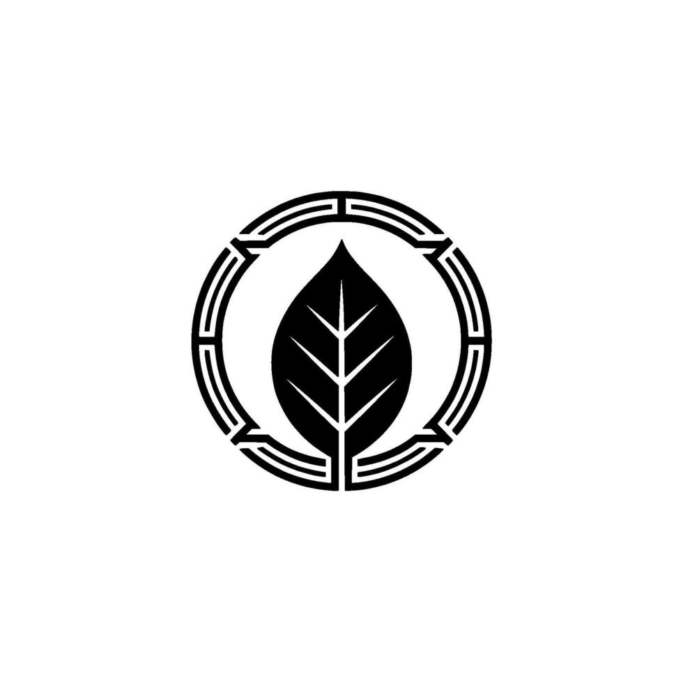Minimalist Leaf Emblem Black And White Botanical vector