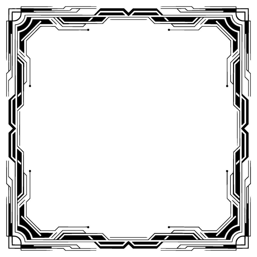 Art Deco Geometric Frame, Black And White, Invitation vector