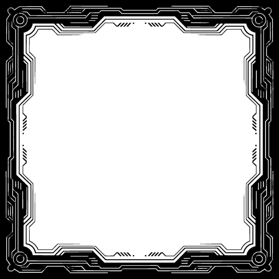 Futuristic Tech Frame Green Circuitry Border On Black For Digital Displays vector