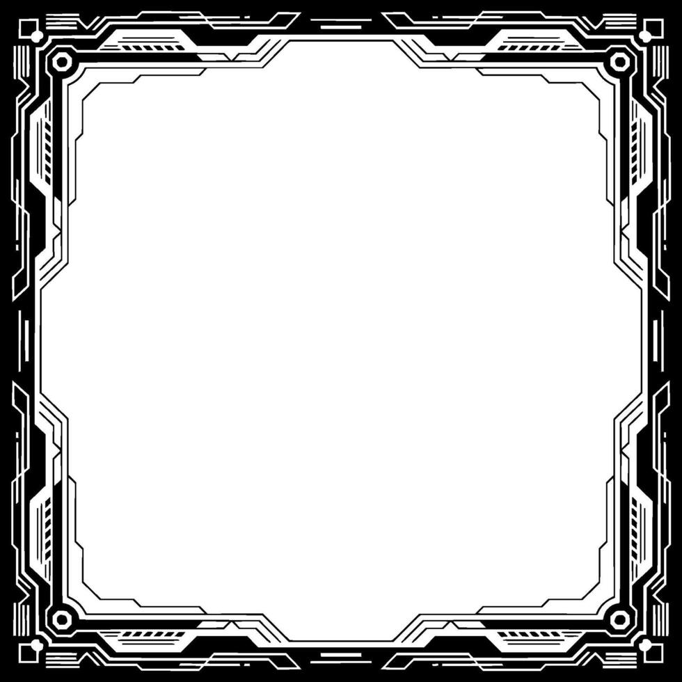 Futuristic Tech Frame Square Border, Digital vector