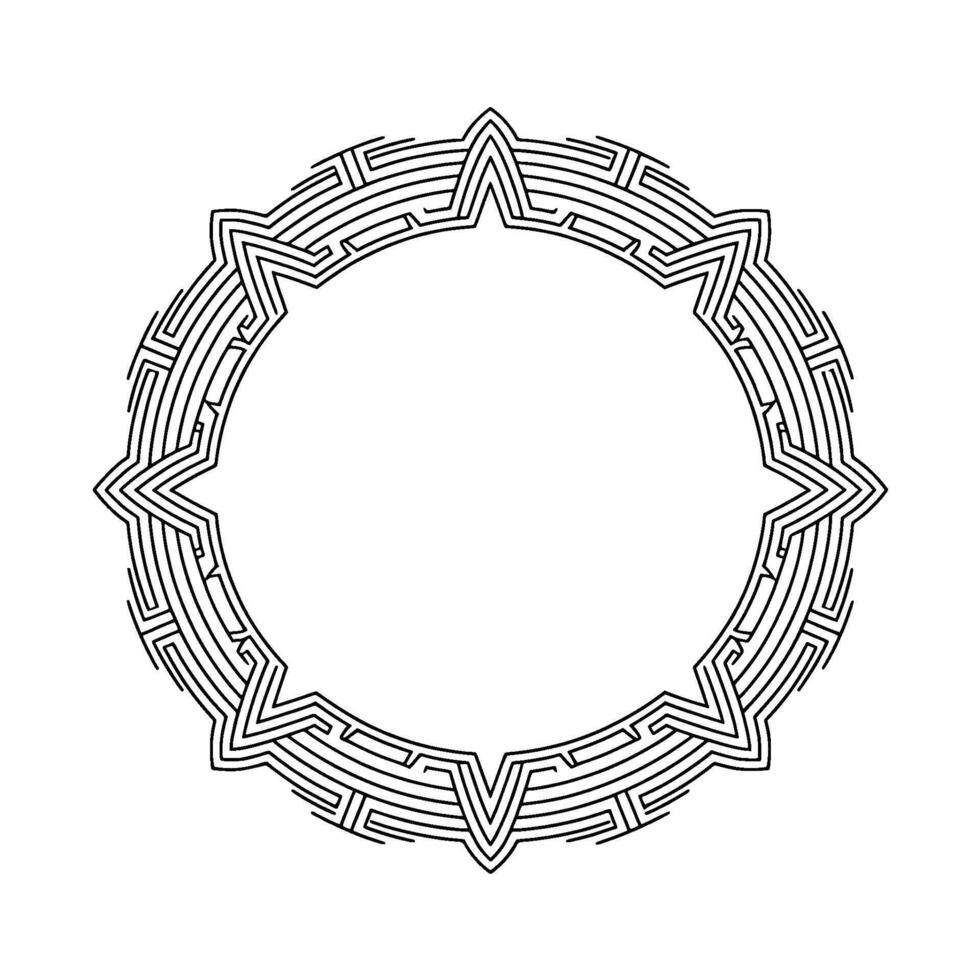 Geometric Starburst Frame, Minimalist Line Art, Decorative Border vector