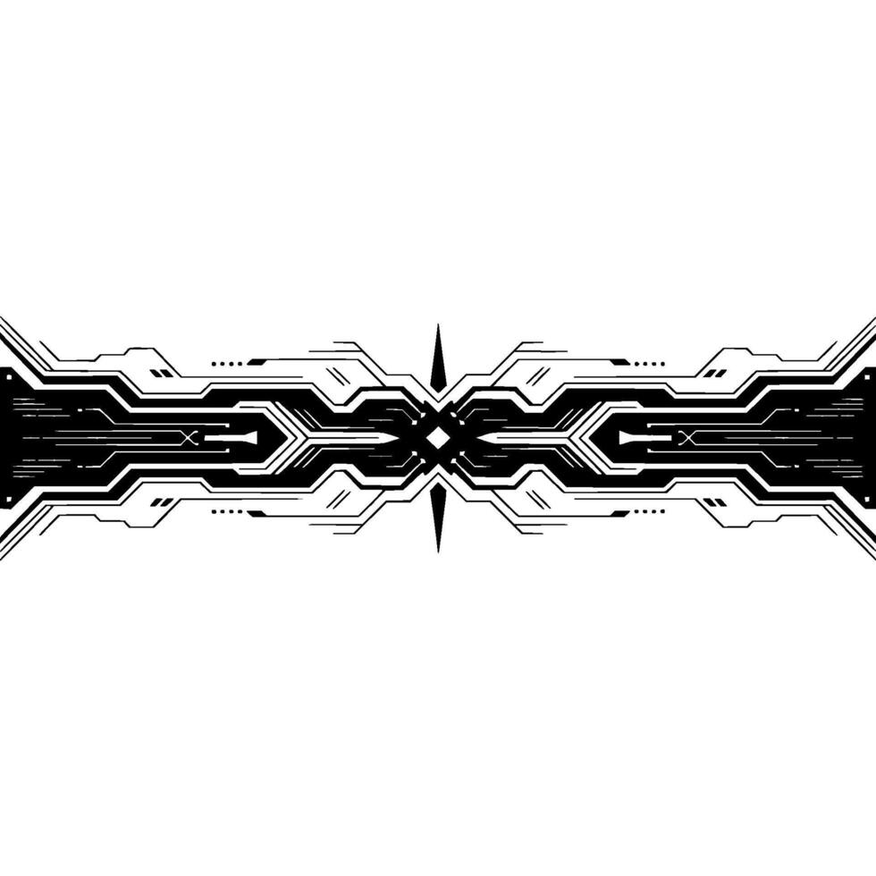Abstract Tech Circuitry Element Black White Digital Background vector