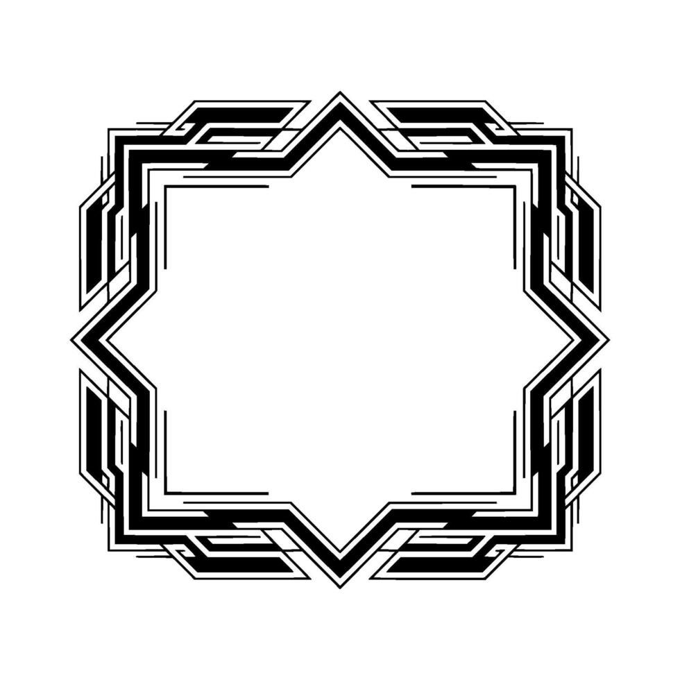 Geometric Art Deco Frame, Black White, Abstract Border vector