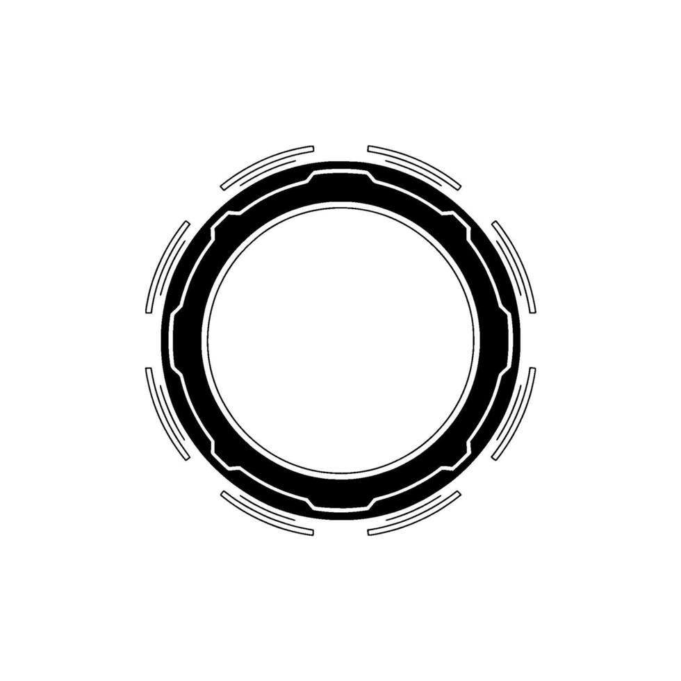 Futuristic Tech Interface Black Circle On White Background vector