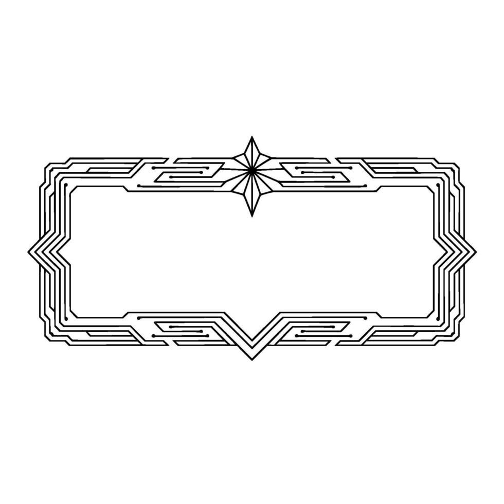 Tech Deco Frame Geometric Line Art On White, Modern Minimalist vector