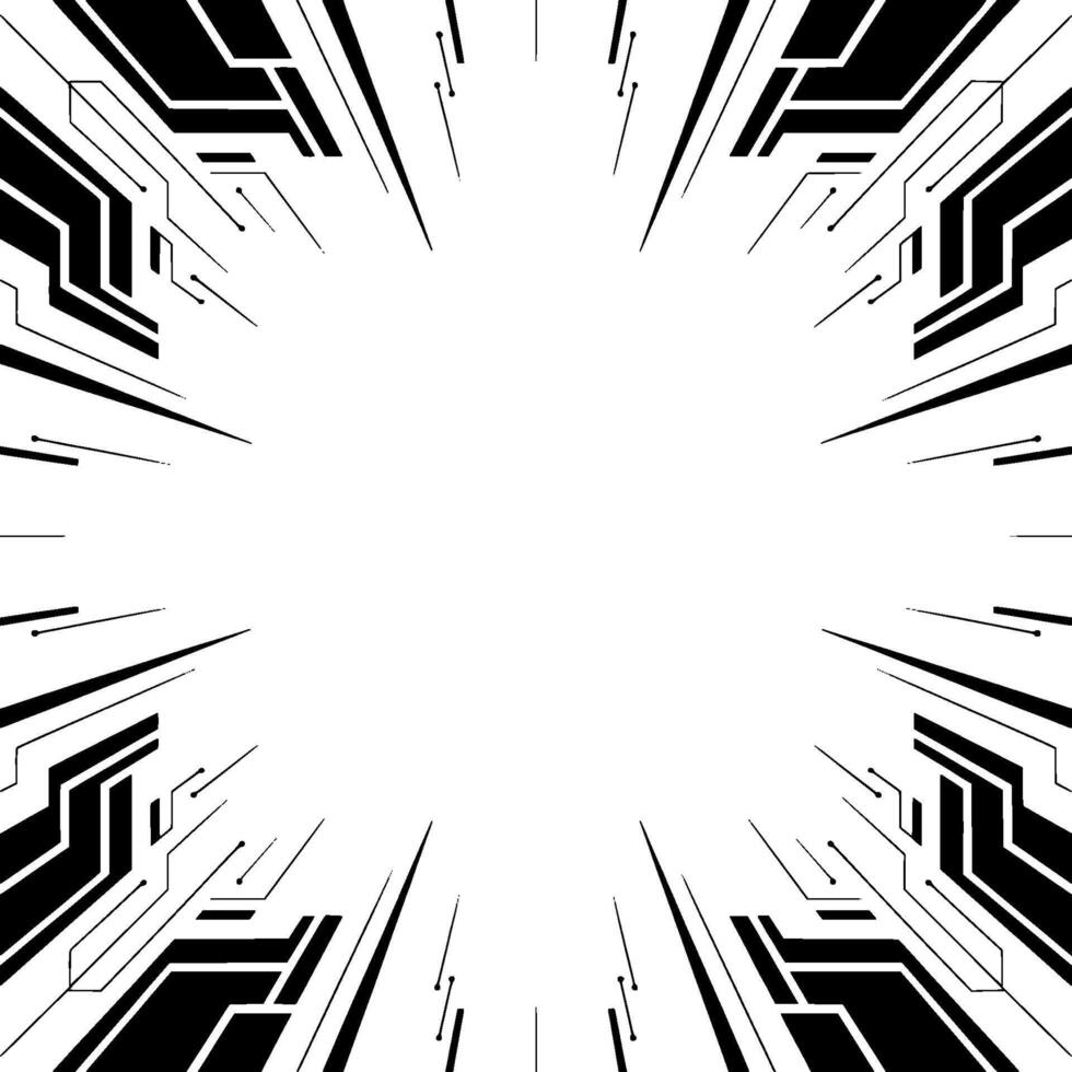 Abstract Circuit Board Frame Tech, Black White vector
