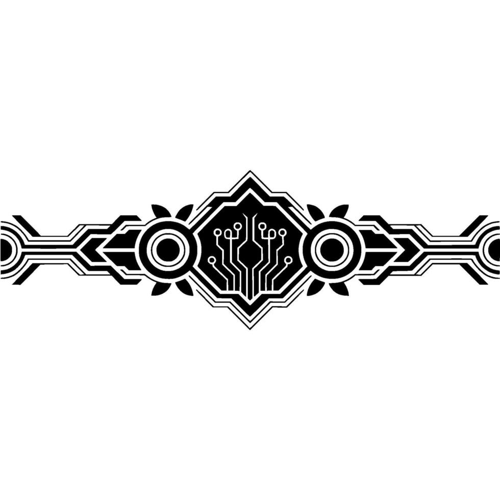 Abstract Circuit Board Border Futuristic Technology, Black And White vector