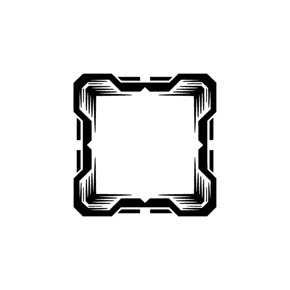 Futuristic Tech Border Black Geometric Frame On White Background vector