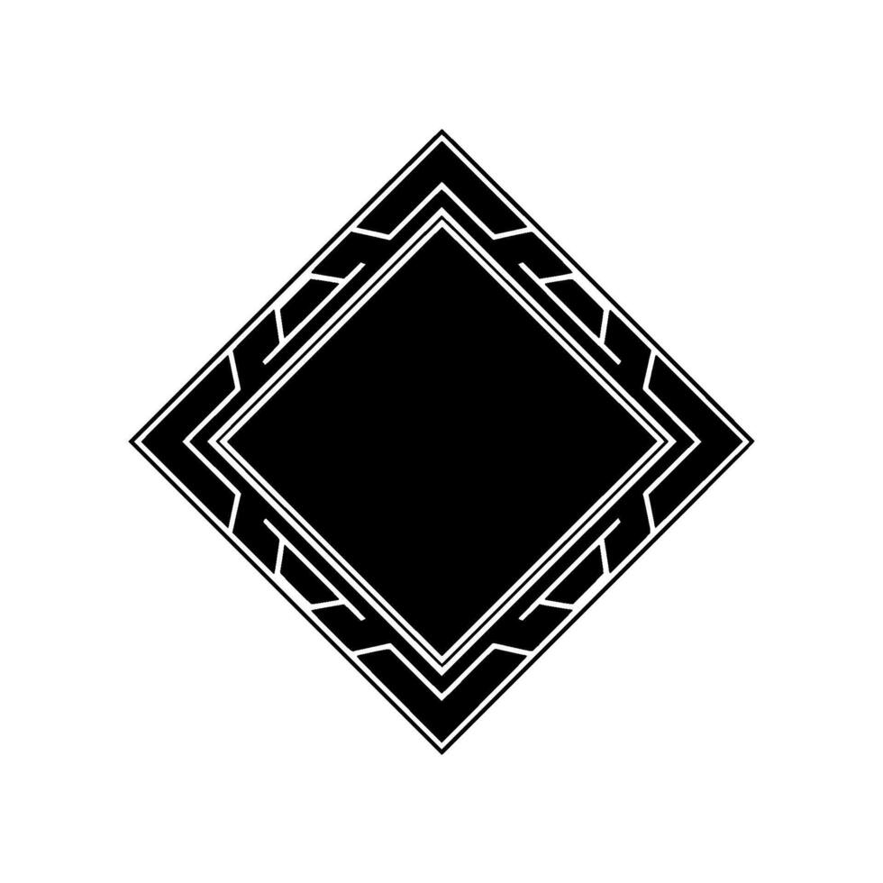 Geometric Art Deco Diamond Frame Black And White, Minimalist vector