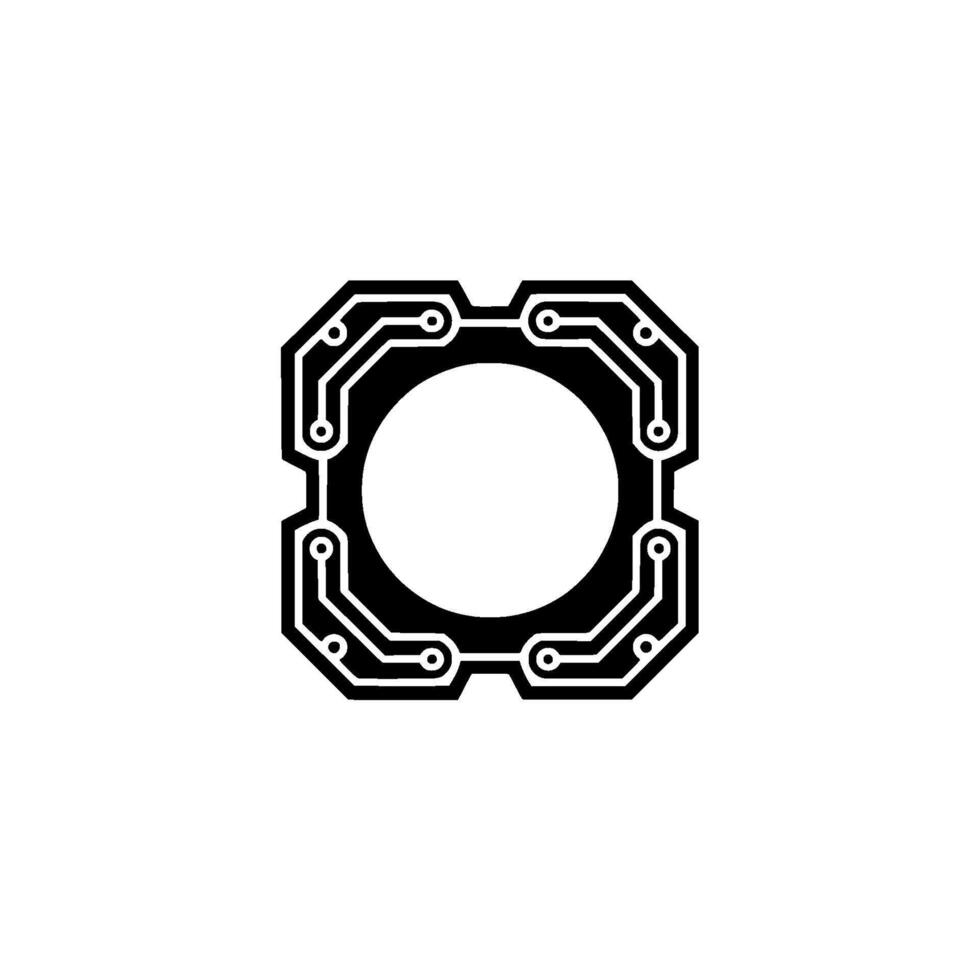 Minimalist Circuit Board Digital Technology Concept In Monochrome vector