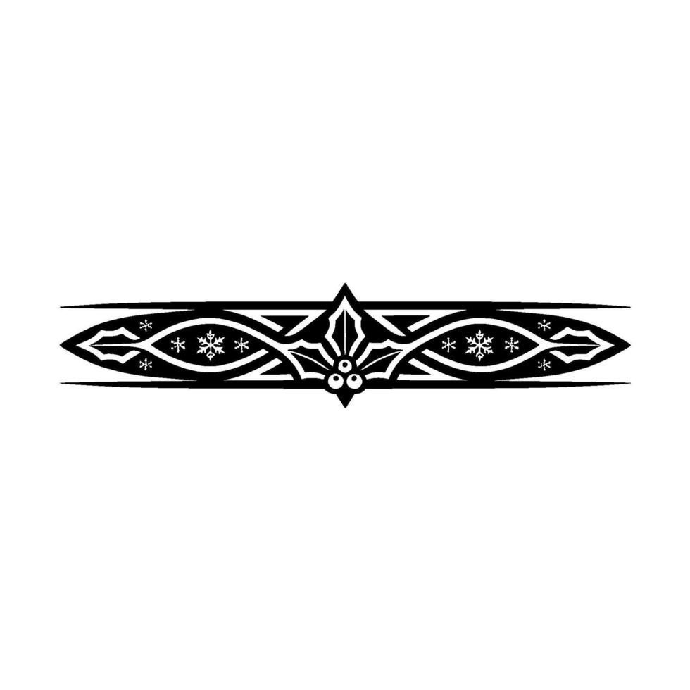 Ornate Christmas Border Holly, Snowflakes, Ornament, Minimalist vector