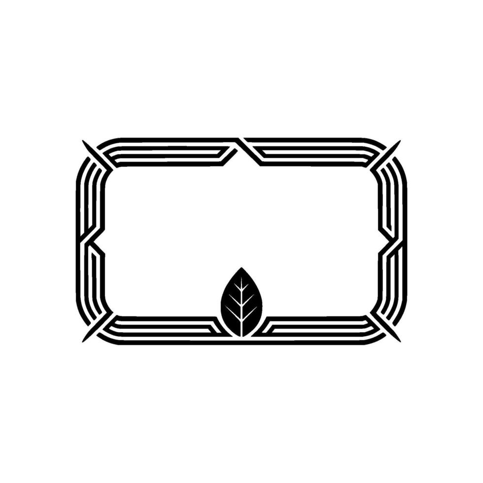 Minimalist Botanical Frame With Leaf, Geometric Lines, And Elegant vector