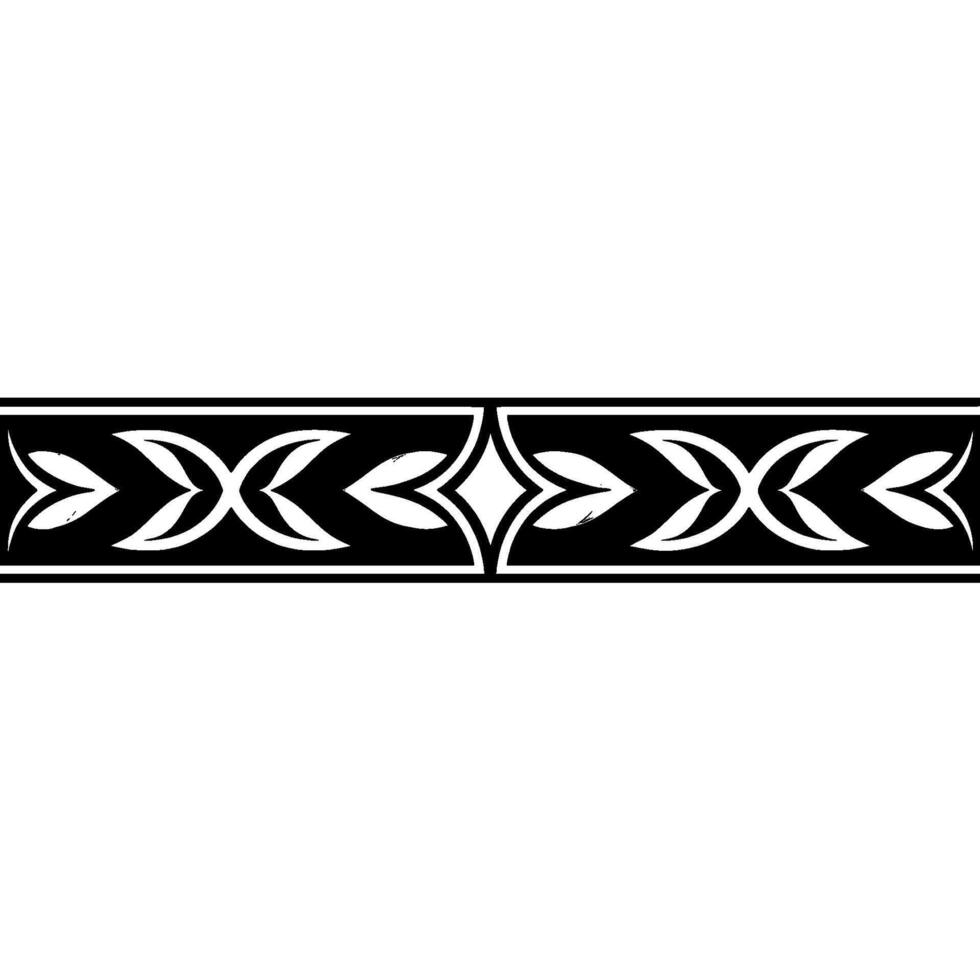 Geometric Border, Floral Pattern In Grayscale vector
