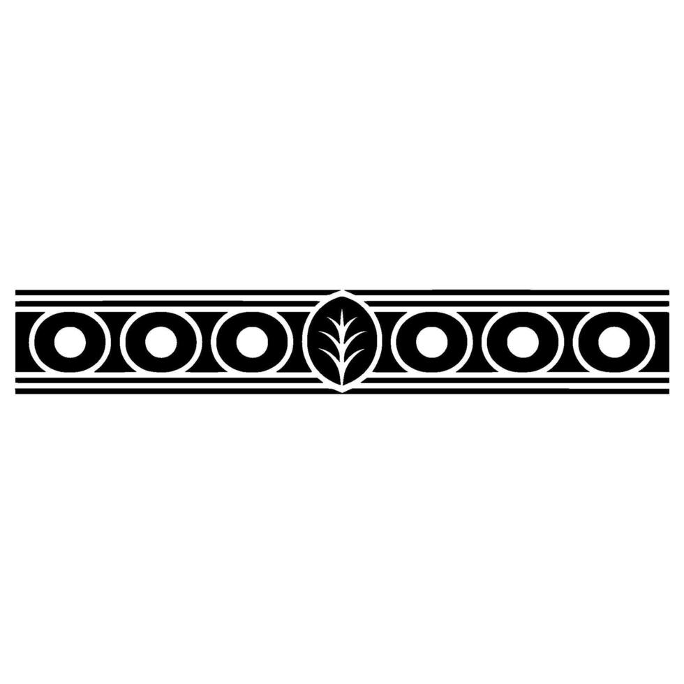 Abstract Ornamental Border With Leaf Element, Black White vector