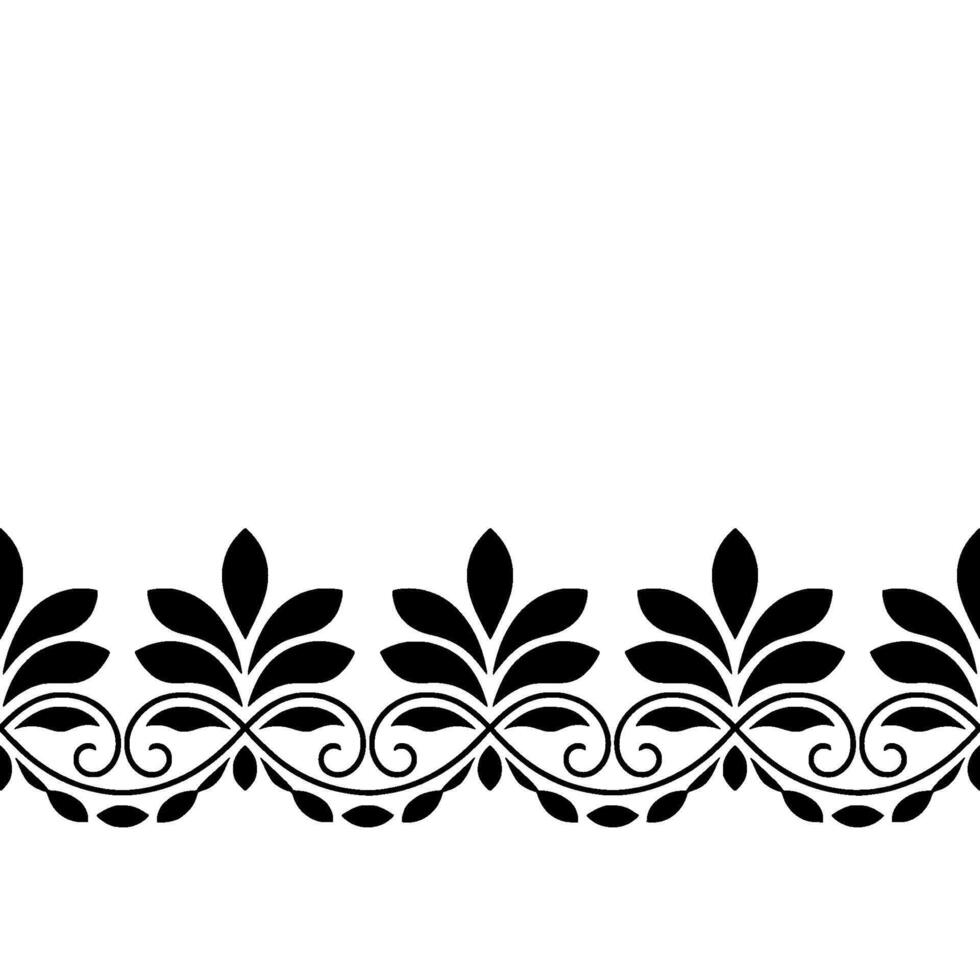 Elegant Floral Border Pattern In Black And White vector