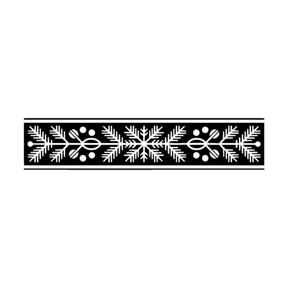Geometric Winter Snowflake Border Black White Ornament vector