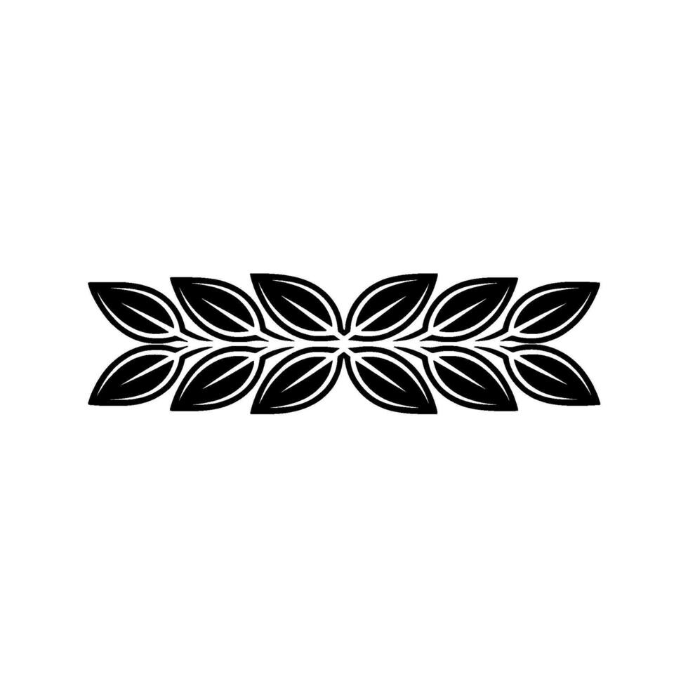 Minimalist Leaf Motif, Geometric Border Element, Black White vector