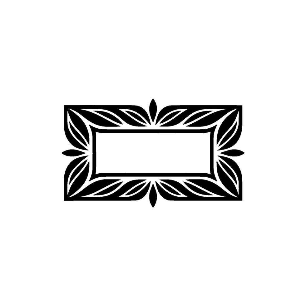 Elegant Black White Ornamental Rectangular Frame Element For vector
