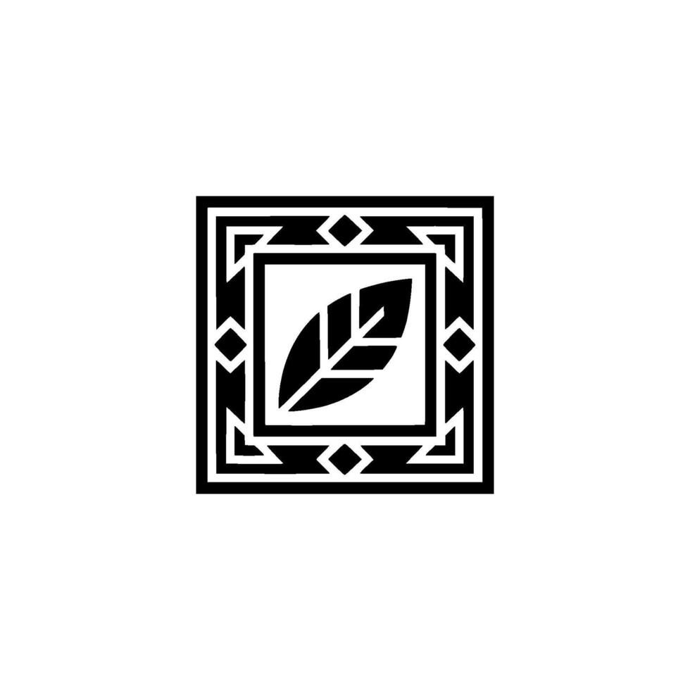 Geometric Leaf Black White Minimalist Nature vector