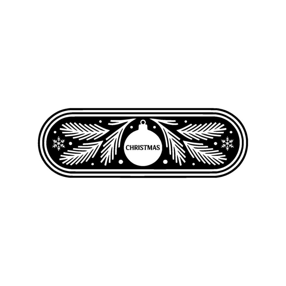 Minimalist Christmas Ornament Badge Black And White vector