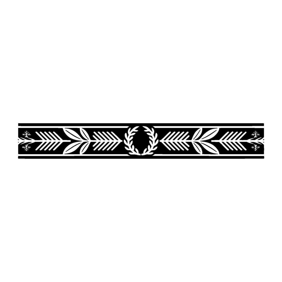 Elegant Black White Laurel Wreath Foliage Border vector