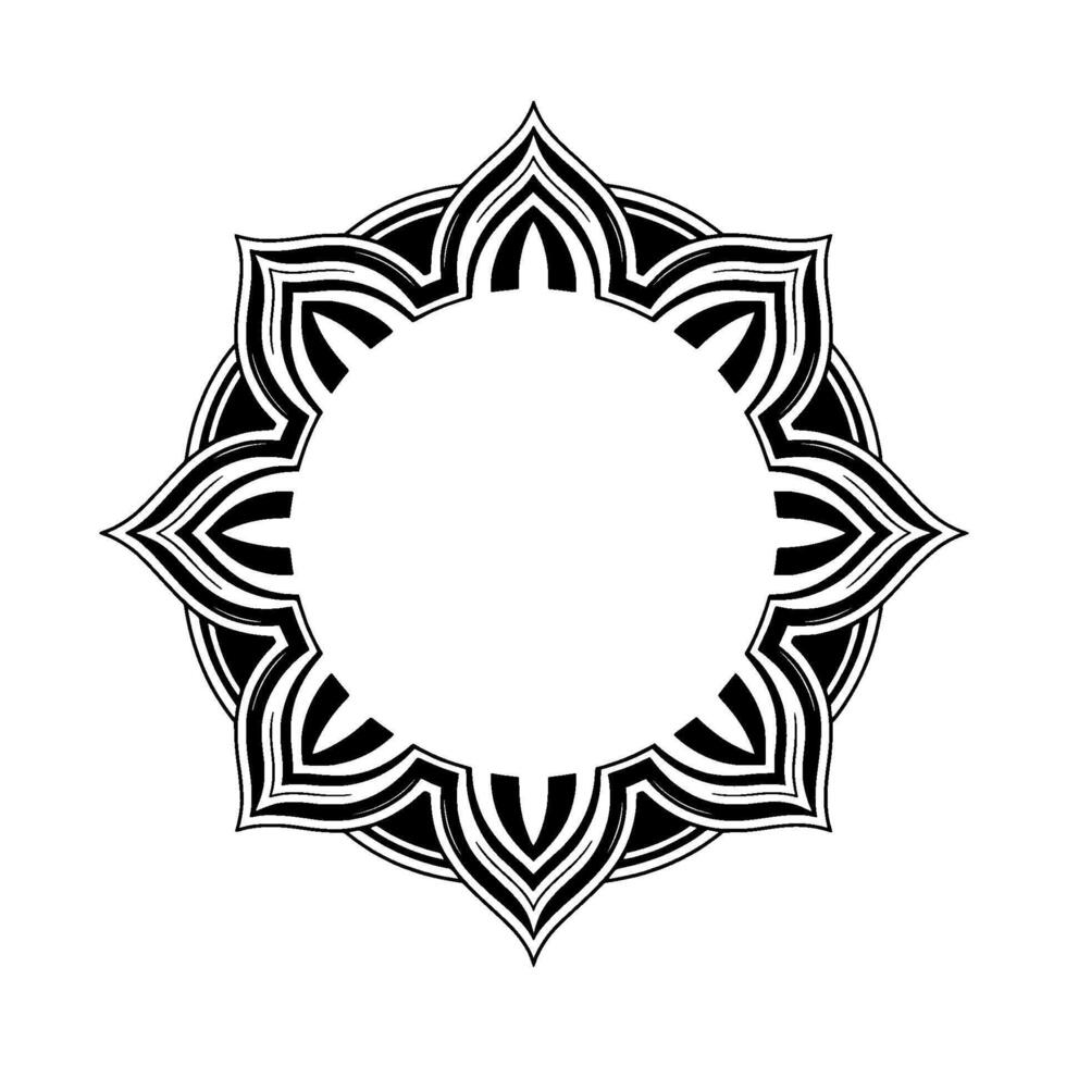 Intricate Black And White Mandala Border On Gray, Geometric vector