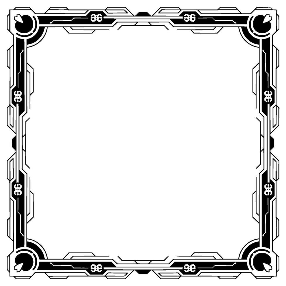 Futuristic Tech Frame Geometric Border With Clean Lines, White Space vector