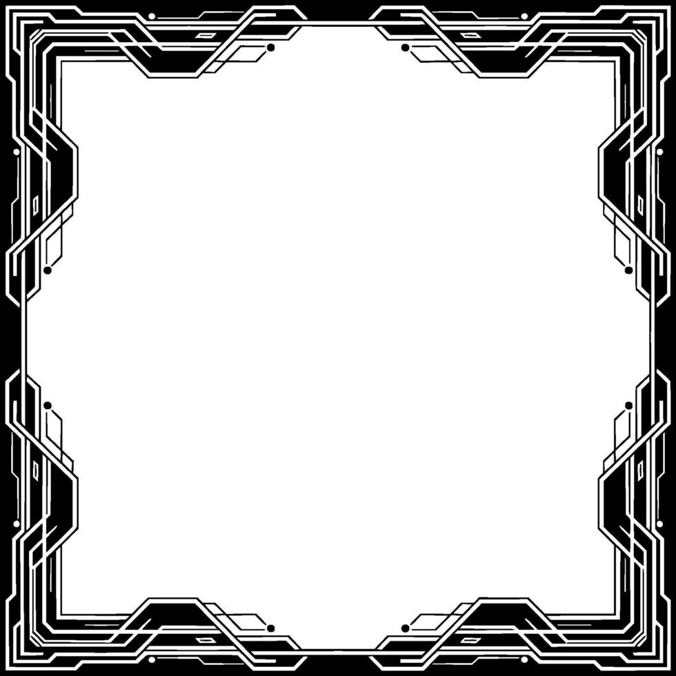 Futuristic Tech Frame Blank White Space With Geometric Border vector