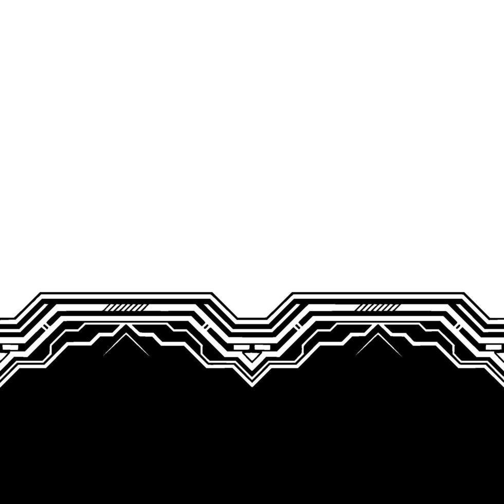 Futuristic Circuit Board Border Background Tech, Minimalist, Black White vector