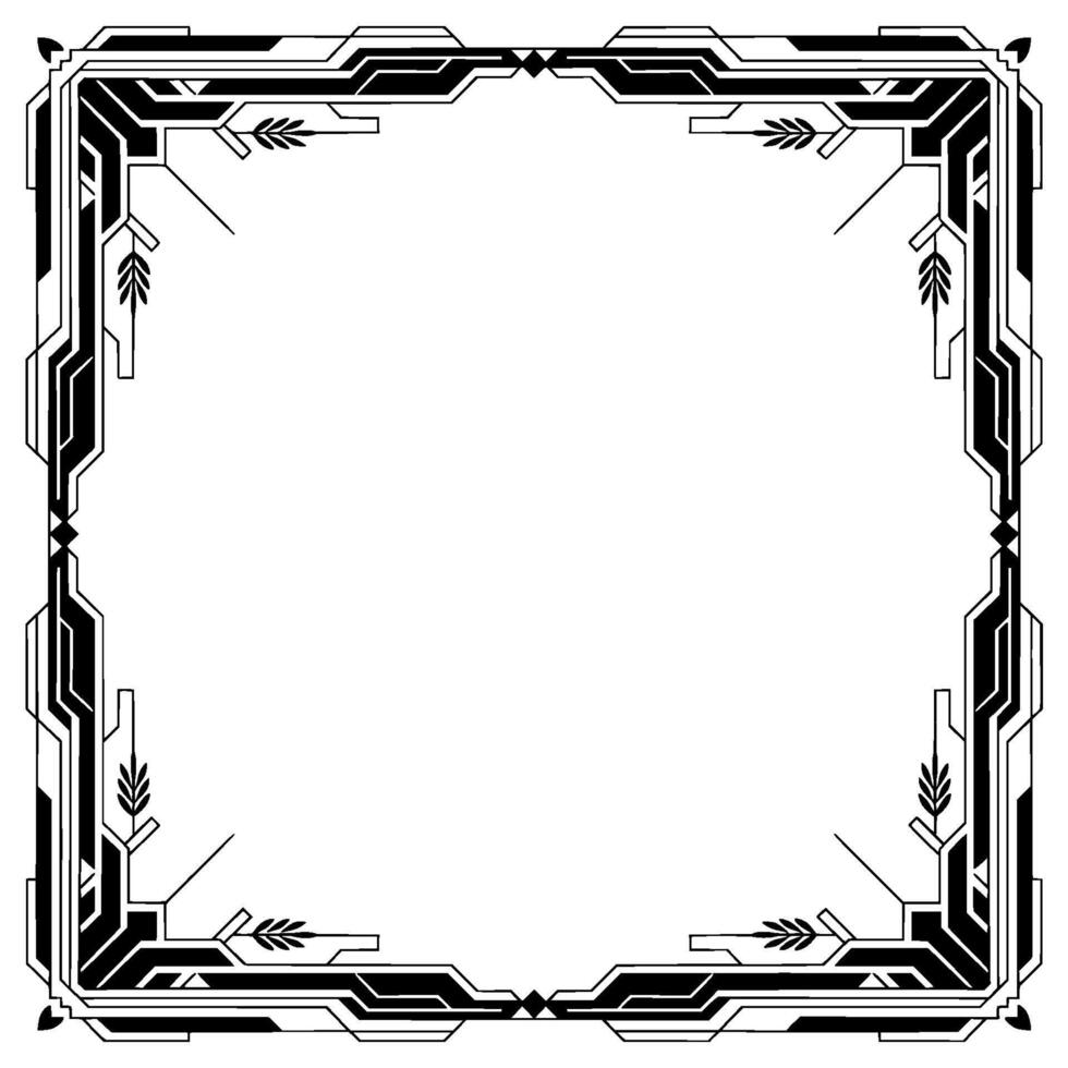 Art Deco Frame, Geometric Border, Black And White, Blank Space vector