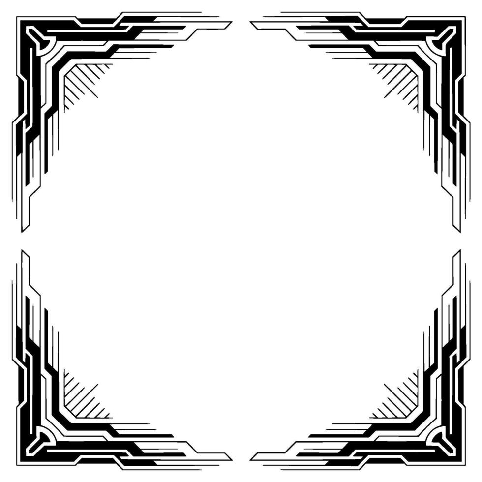 Art Deco Corner Frame Geometric, Black White, Decorative Border vector