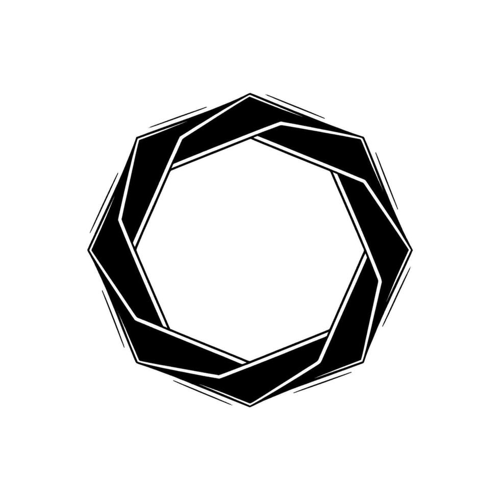Geometric Black And White Intertwined Polygon vector