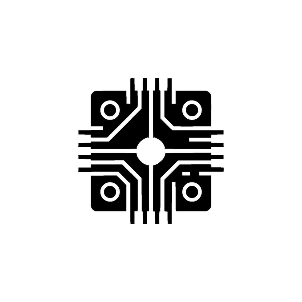 Minimalist Electronic Circuit Board With Glow Effect vector